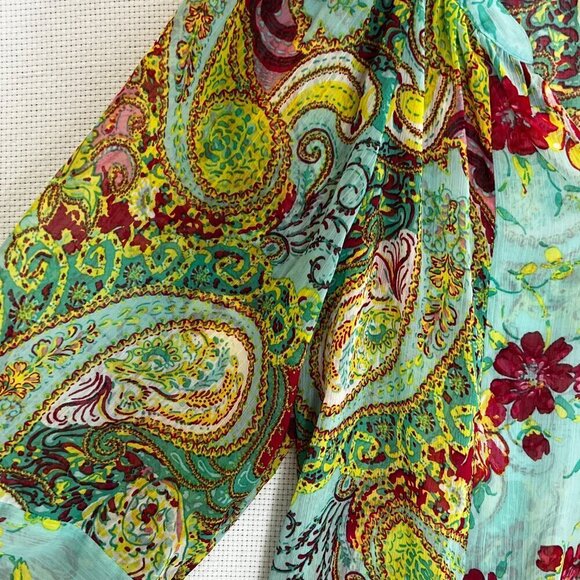 Fig and Flower puff sleeve 70s Paisley‎ peasant boho top MEDIUM - Picture 5 of 9